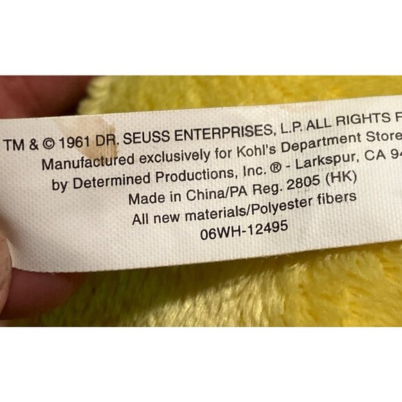 Vintage Kohl’s Cares Dr. Seuss Yellow Sneetches Plush Toy 16" Soft Cuddly Stuff - Picture 7 of 8
